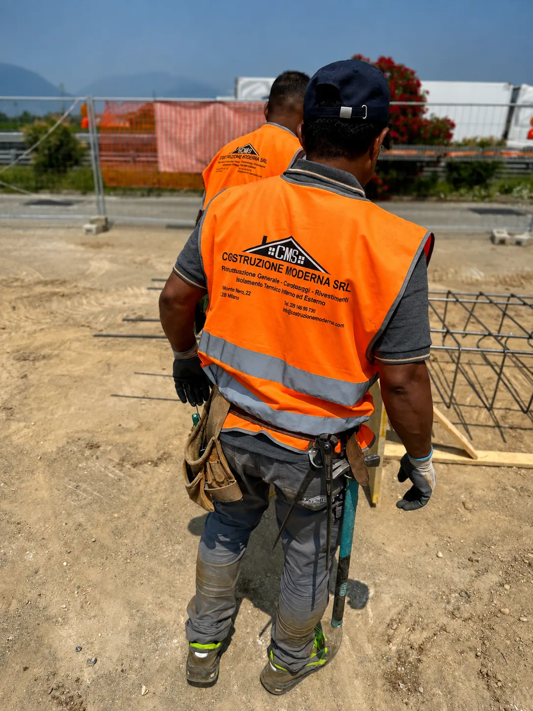 Crews and works on a construction site
