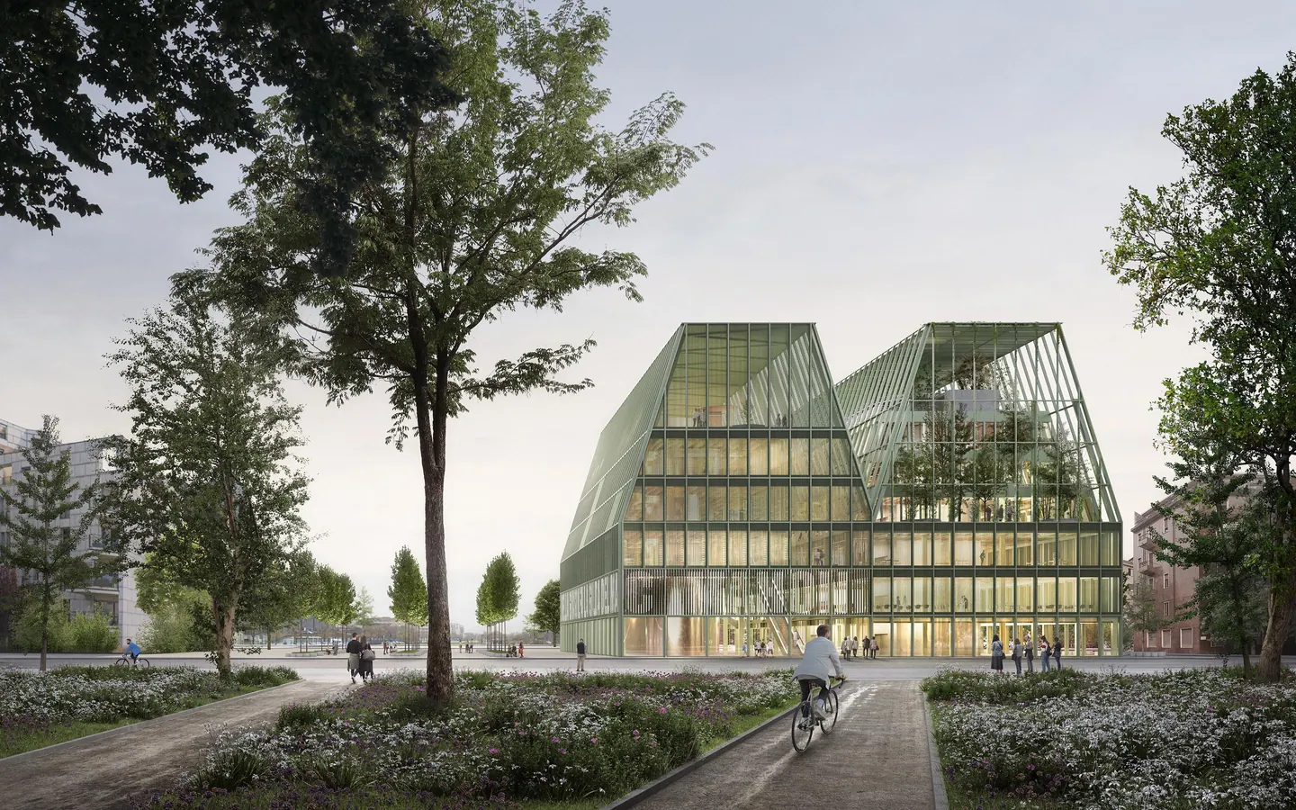 Glass building of a new library