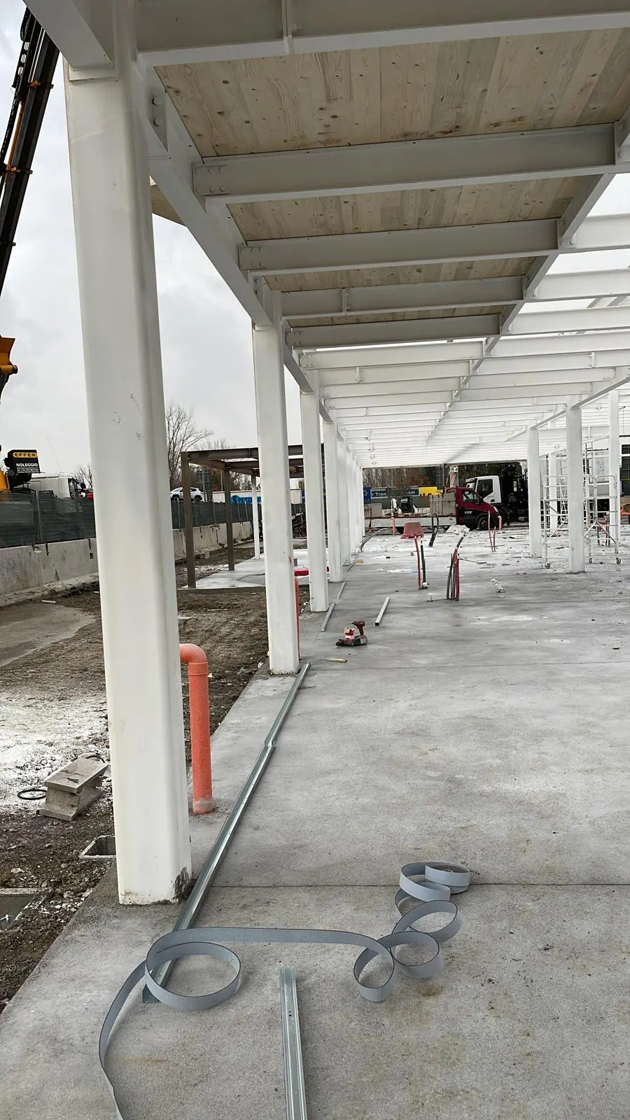 Crews and works on a construction site